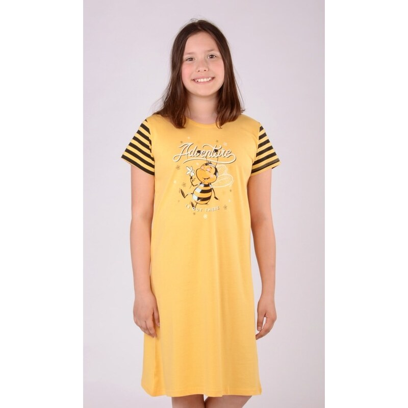 Vienetta Secret Dětská noční košile s krátkým rukávem Vienetta Včela - žlutá