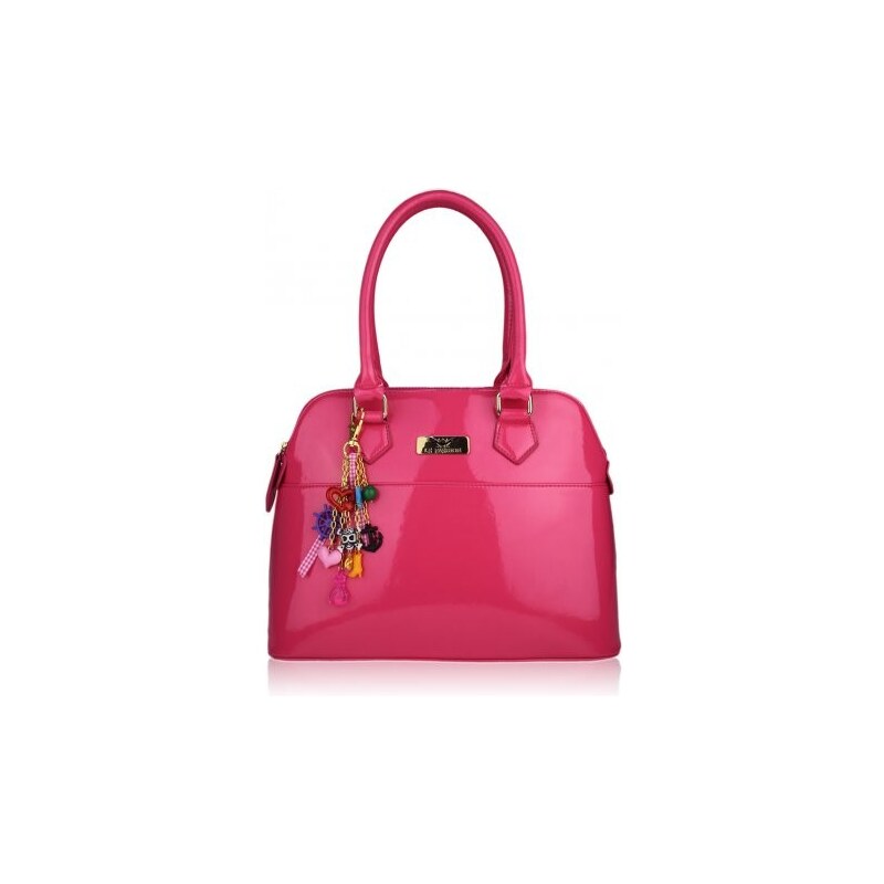 LS fashion Luxusní růžová lesklá kabelka