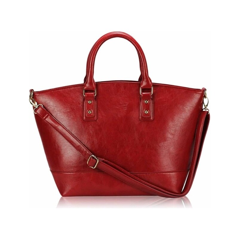 LS fashion Luxusní dámská červená fashion kabelka