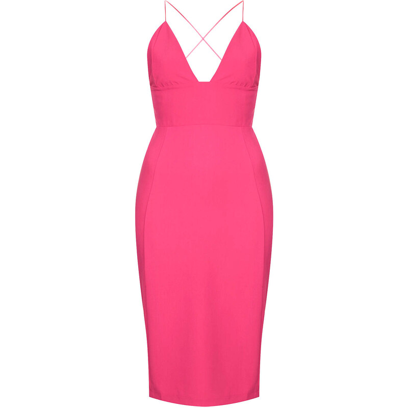 Topshop **Pink Cross Over Strap Midi Dress by Rare
