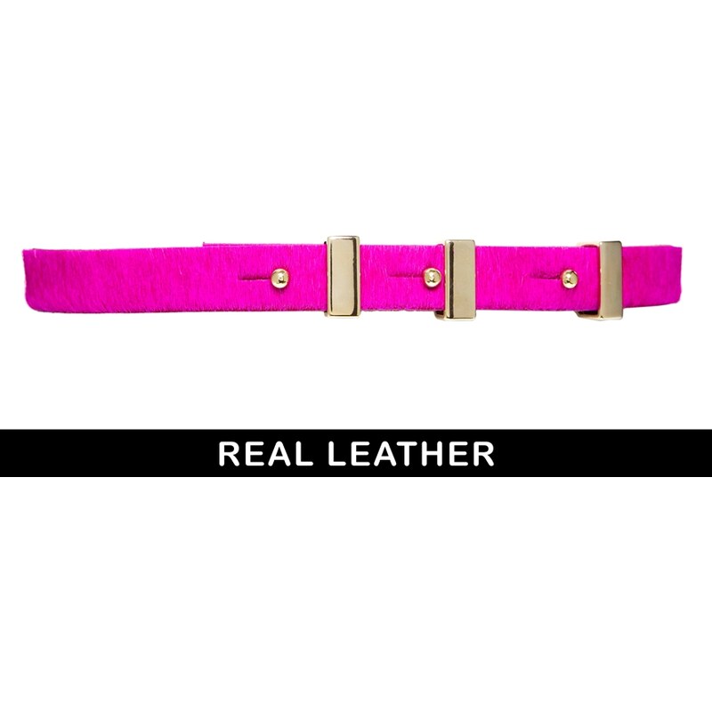 ASOS Leather Faux Pony Multi Keeper Waist Belt - Pink