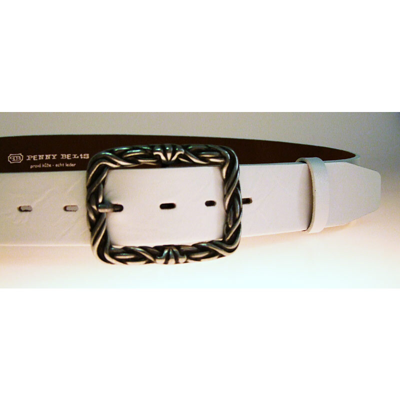 LM moda Dámský kožený pásek 4cm široký - Bílý 5100