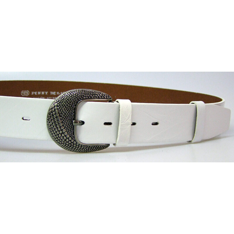 LM moda Dámský kožený pásek 4cm široký - Bílý 6300