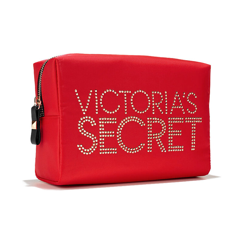 Victoria´s Secret red satin cosmetic make-up case taštička