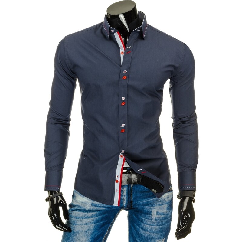 Moderní a velmi stylová tmavě modrá pánská košile