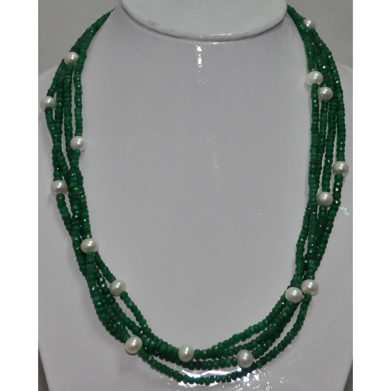 Smaragdový náhrdelník s perlami KLENOTA