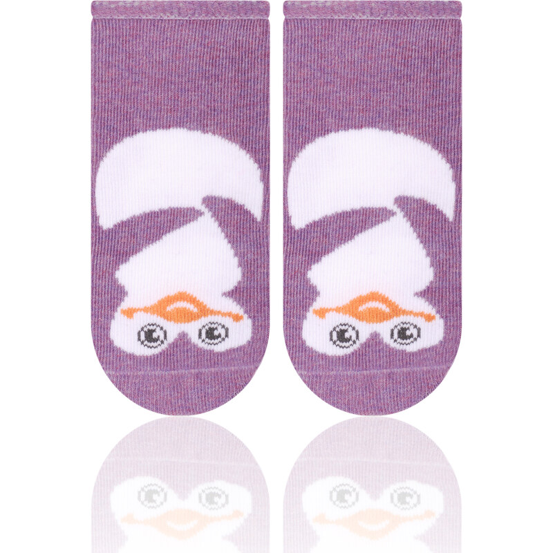 STEVEN Dívčí ponožky s tučňákem - fialové