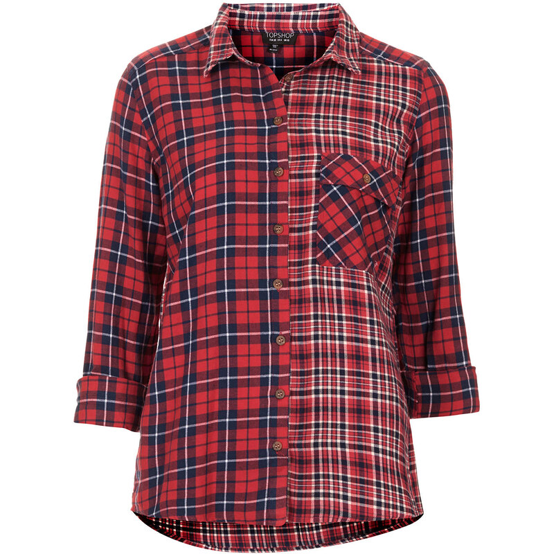 Topshop Red Mix And Match Check Shirt