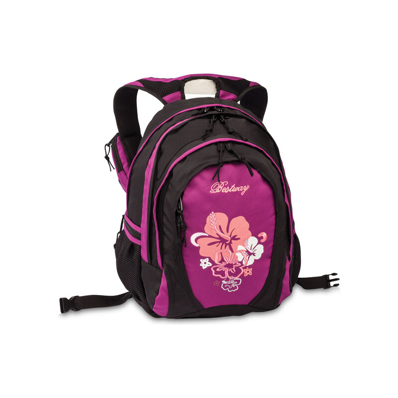BestWay Školní batoh FLOWER 04567-0131 černá / pink