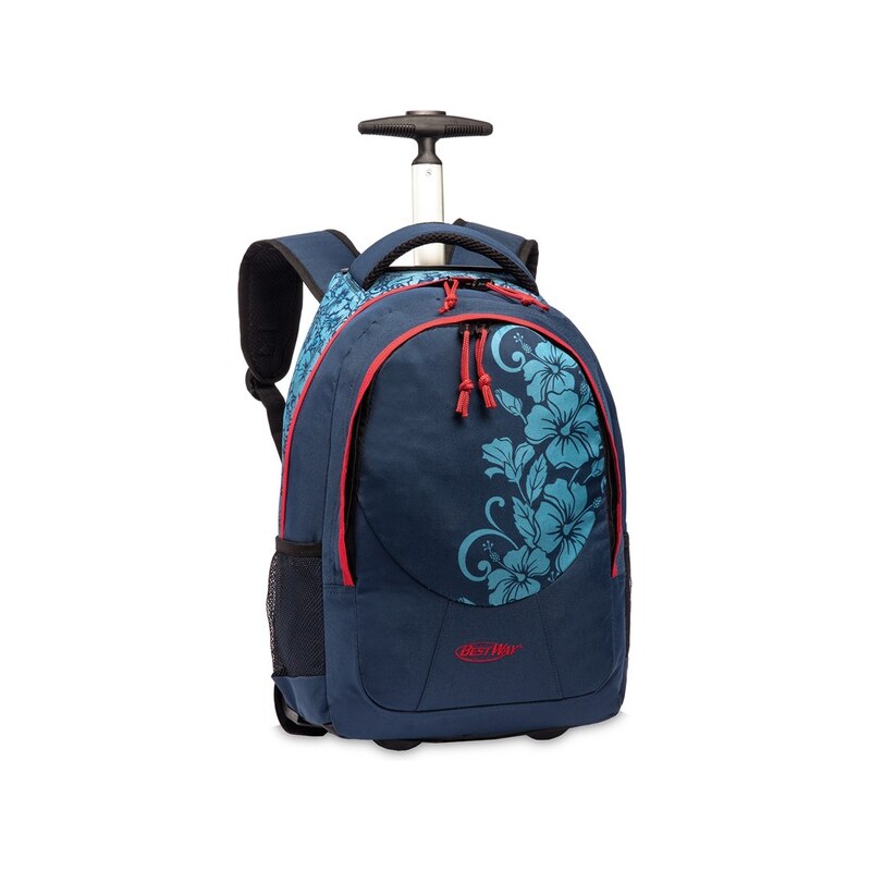 BestWay Školní batoh na kolečkách 40028-5052 modrá / korálová