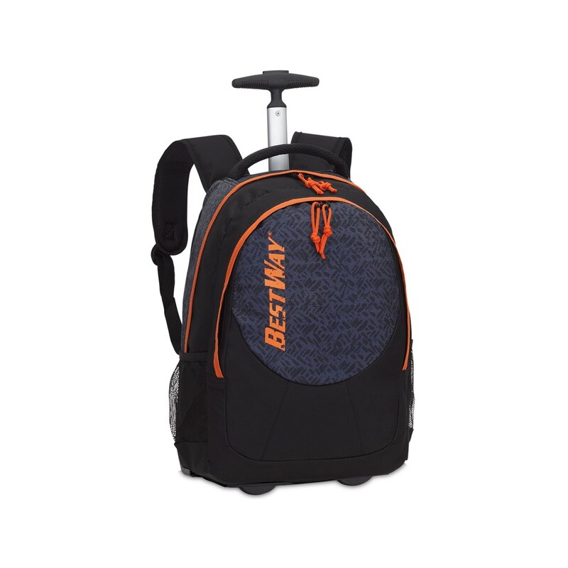 BestWay Školní batoh na kolečkách 40028-0114 černá / oranžová