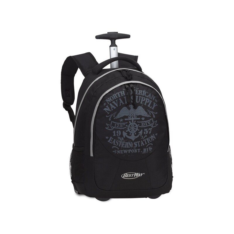 BestWay Školní batoh na kolečkách 40028-0127 černá / šedá