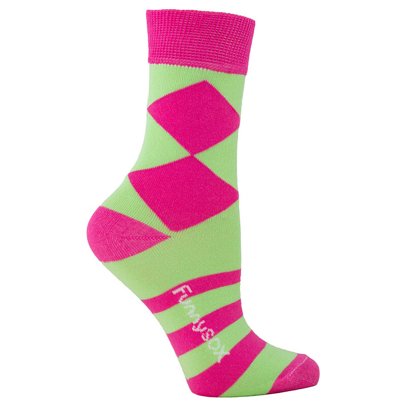 Funny SOX Dámské zeleno-růžové ponožky HappyDay