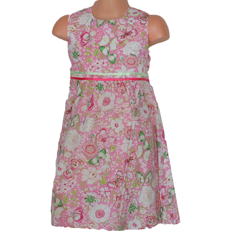 Topo Dívčí květované šaty se sklady - růžové