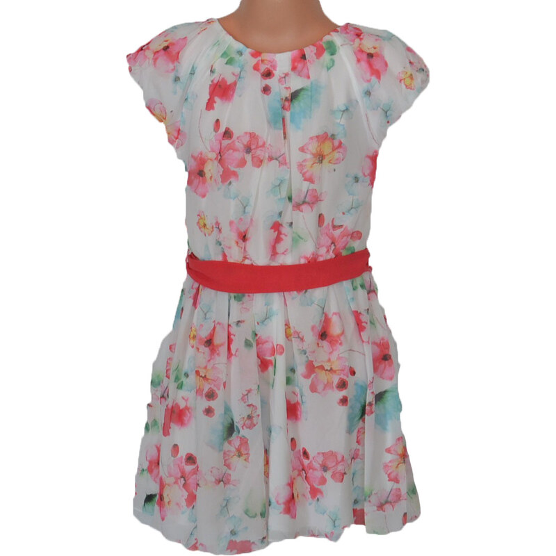 Topo Dívčí květované šaty - bílorůžové