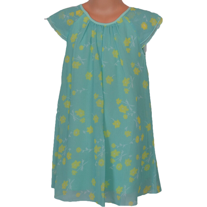 Topo Dívčí květované šaty - žlutozelené