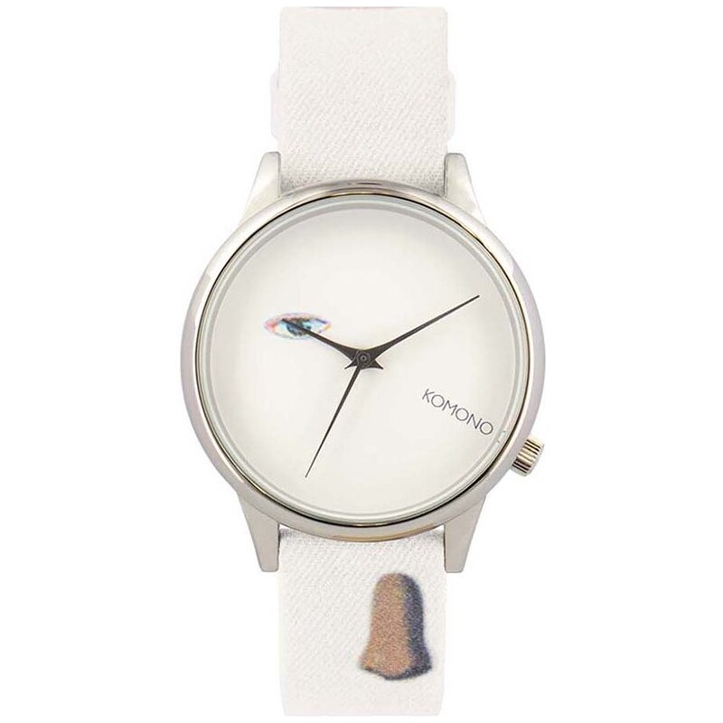 Bílé dámské hodinky s ciferníkem ve stříbrné barvě Komono Estelle by René Magritte