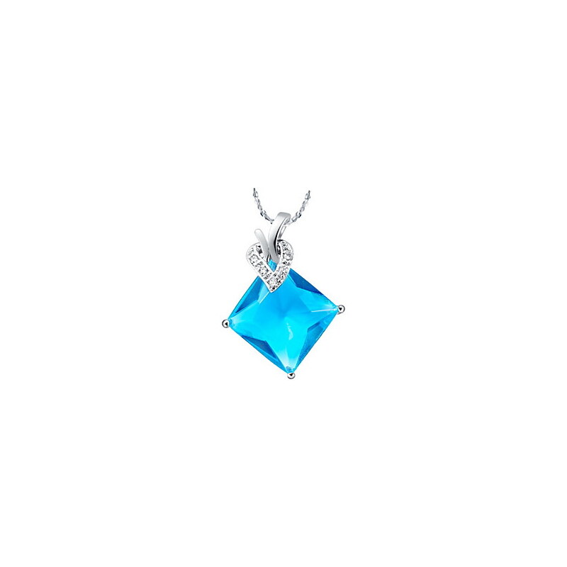 LightInTheBox Elegant Diamond-Shape Women's Slivery Alloy Necklace With Gemstone(1 Pc)(Purple,Blue)