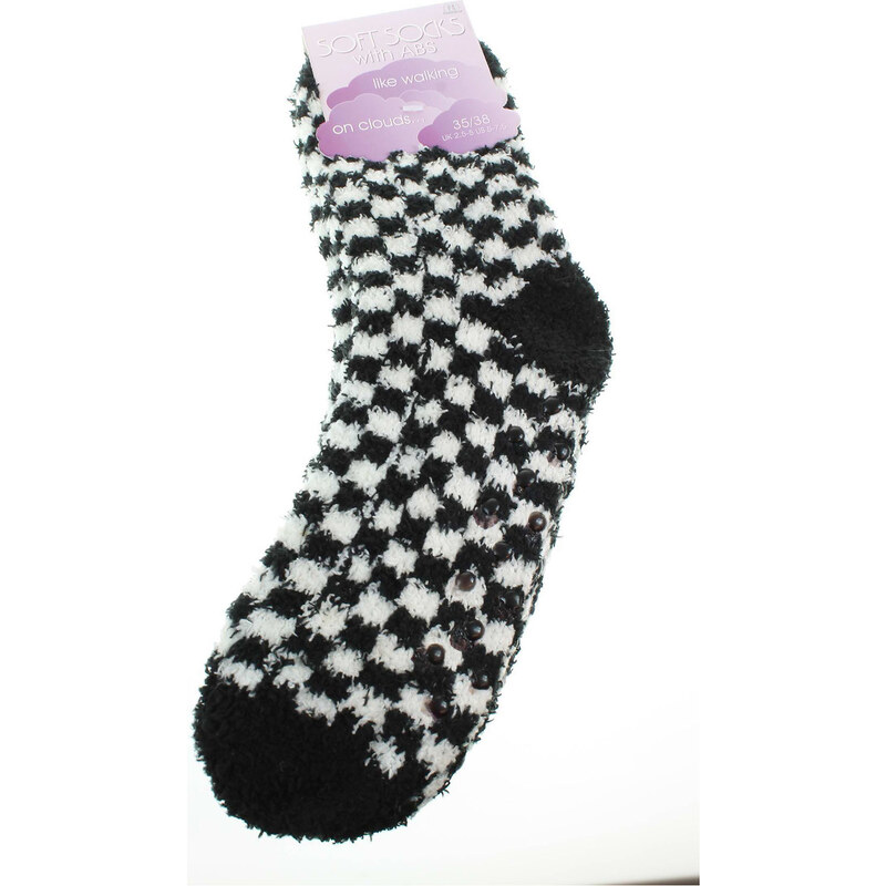 Rejnok Dovoz Ponožky Dětské Soft Socks with ABS dámské ponožky 64167 černá-bílá Rejnok Dovoz