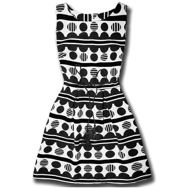 Šaty bílo - černé 1037