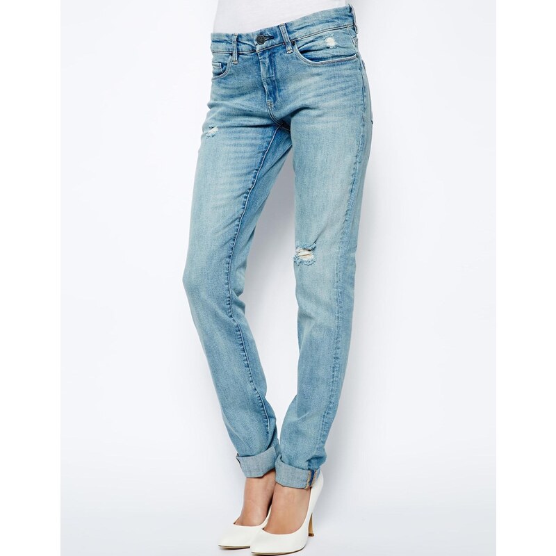 Blank NYC Boyfriend Jeans With Ripped Knee - Blue