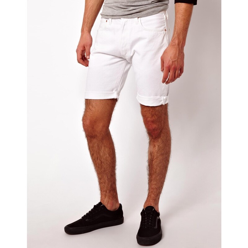 Levis Denim Shorts 501 Straight Fit Whitewash
