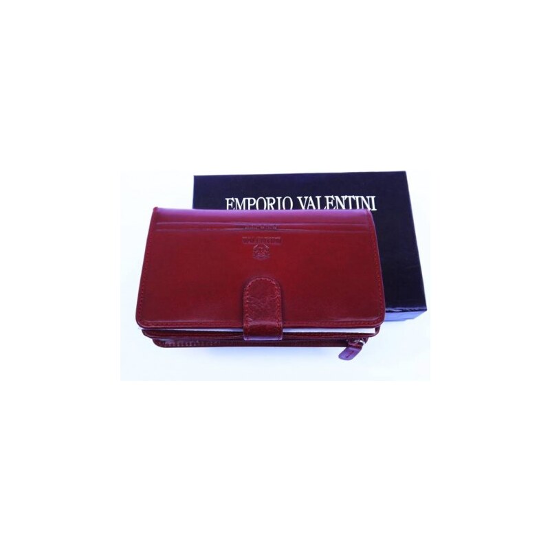 Kožená peněženka Emporio Valentini z prémiové kůže - Vínová, Barva Vínová Wild by loranzo 563-st01