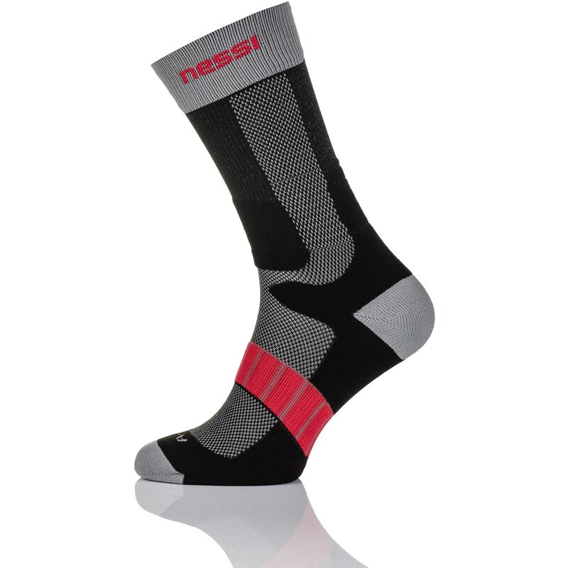 Nessi Termoaktivní ponožky s ionty stříbra T2 - Černo-Šedá-Červená