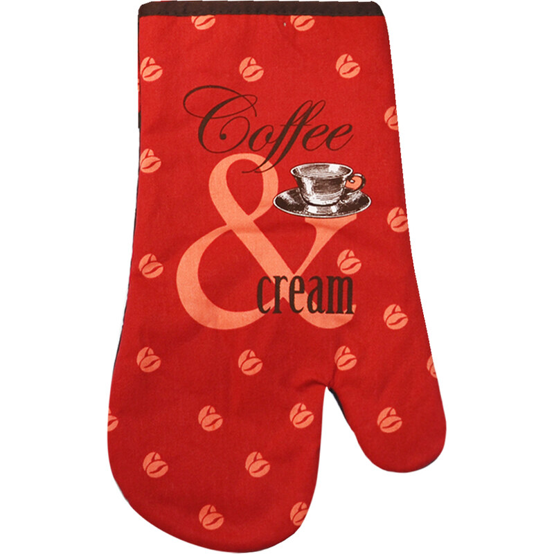 Kuchyňská bavlněná rukavice COFFEE CREAM červená, pravá, 18x30 cm, Essex