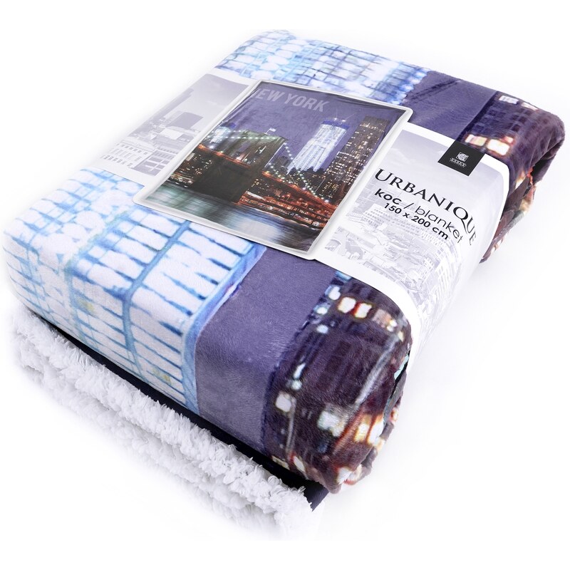 Luxusní deka z mikrovlákna s beránkem URBANIQUE 150x200 cm s motivem New Yorku Essex