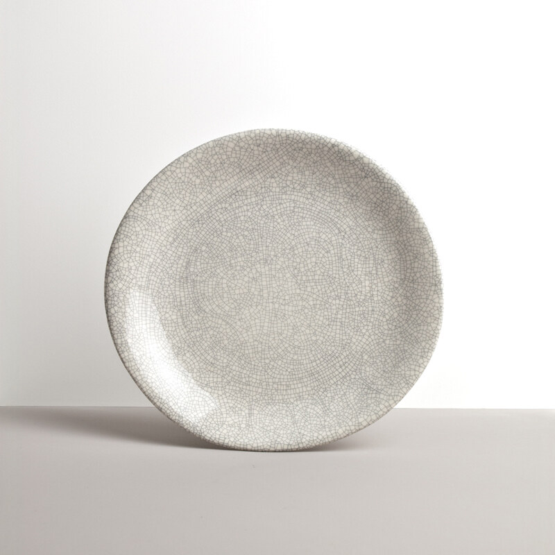 MIJ Velký kulatý talíř 26 x 24 cm bílo-šedý