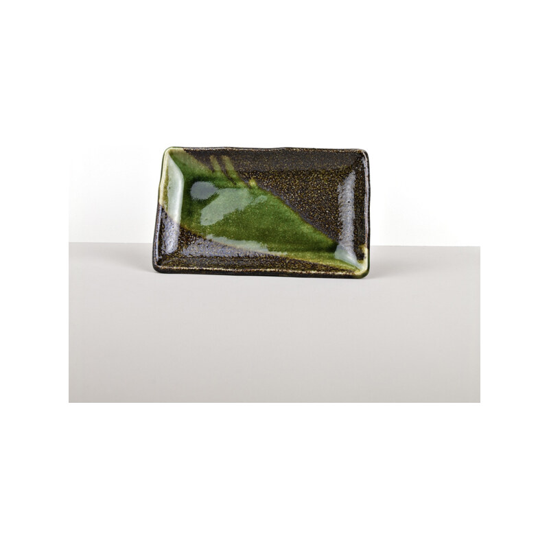 MIJ Talíř na sushi 20 x 13 cm hnědo-zelený