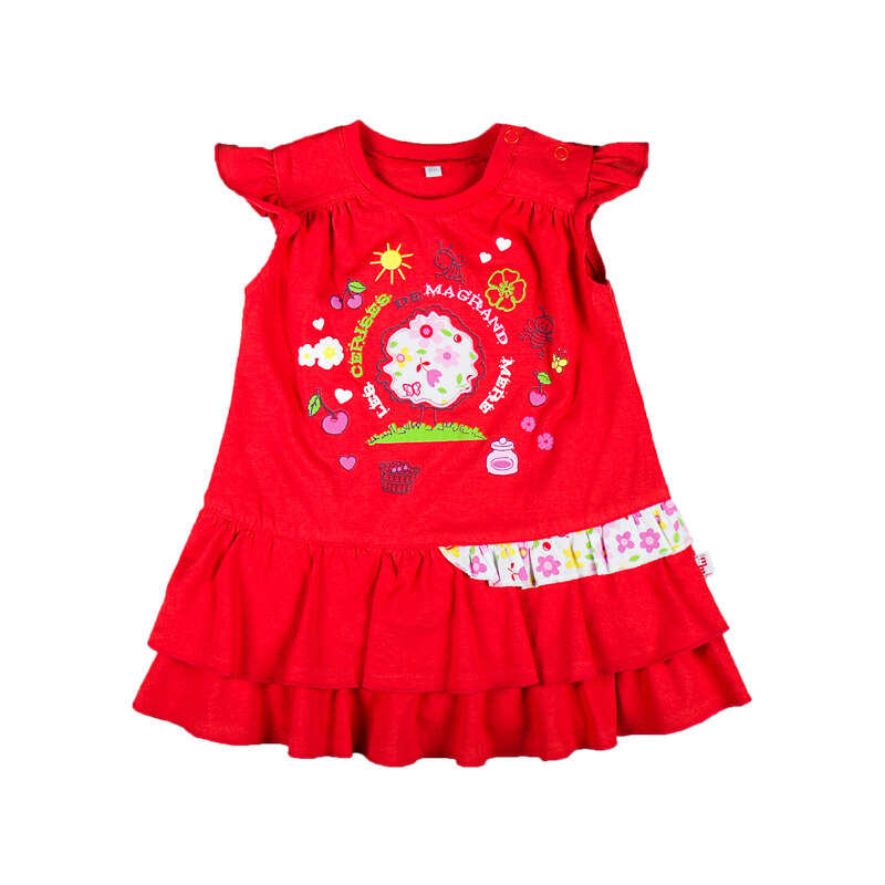 MMDadak Dívčí šaty s volánky Cerises - červené