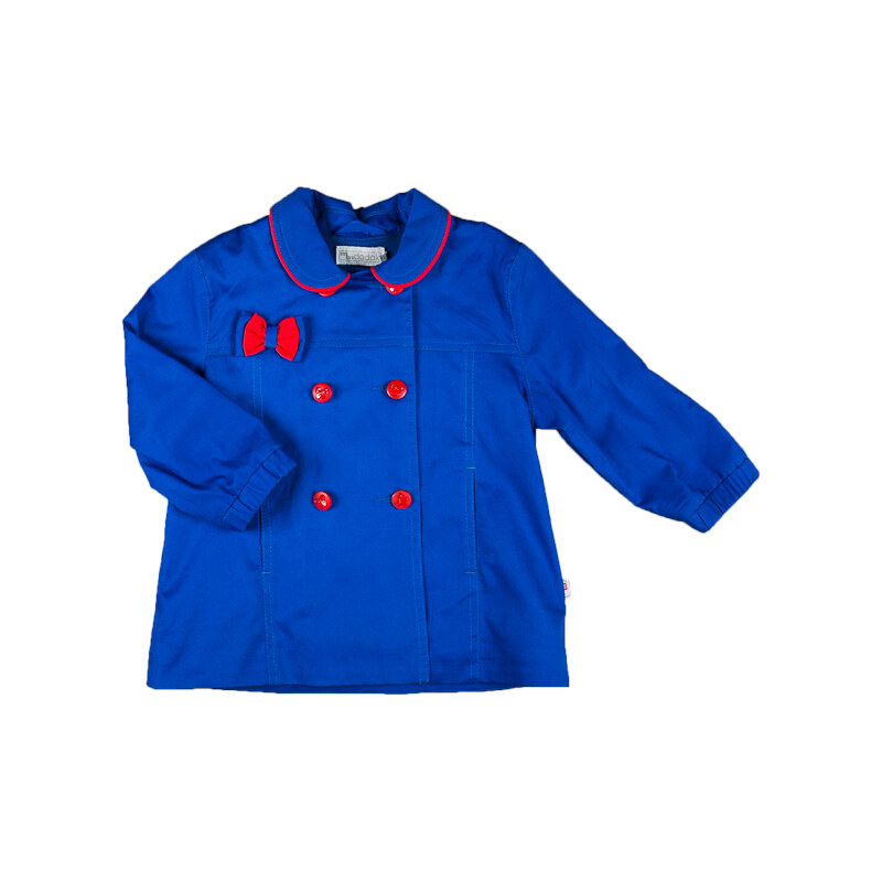 MMDadak Dívčí krátký kabát s mašličkou Kokardki - modrý