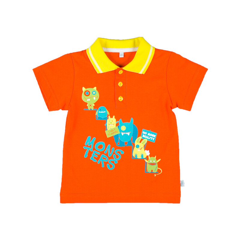 MMDadak Chlapecké polo tričko Pretty Monster - oranžové