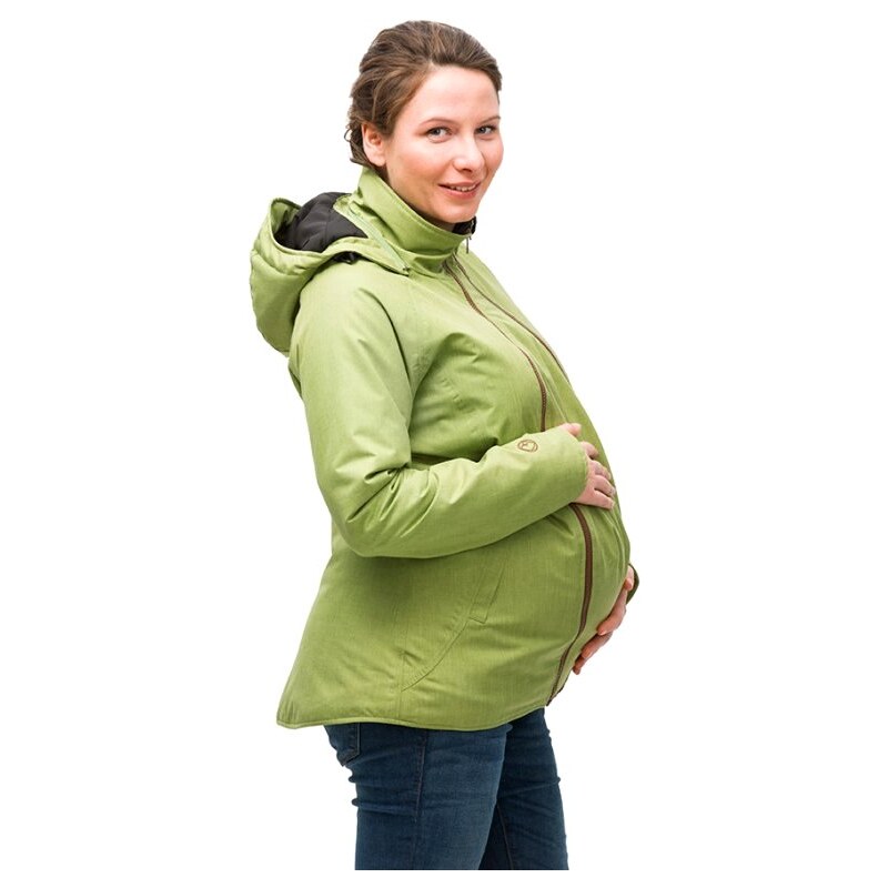 Mamalila zimní těhotenská a nosící bunda s texturou zelená
