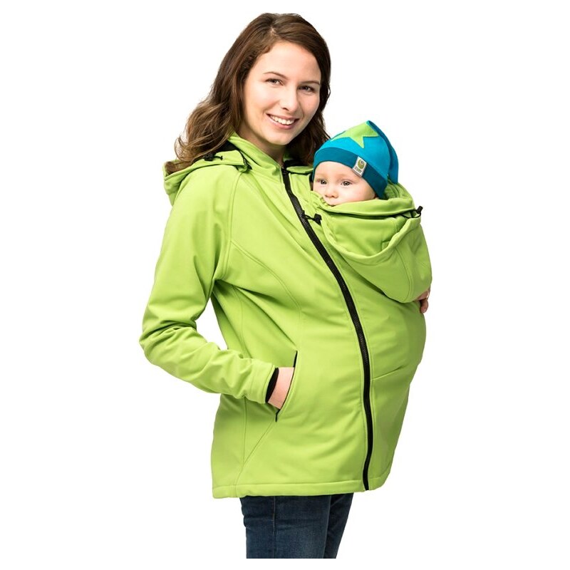 Mamalila softshell těhotenská a nosící bunda pro dva do každého počasí zelená