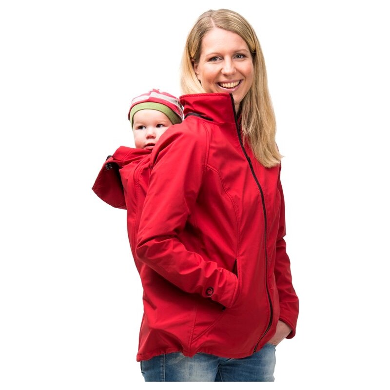 Mamalila softshell těhotenská a nosící bunda pro dva do každého počasí (Sympa Tex) červená