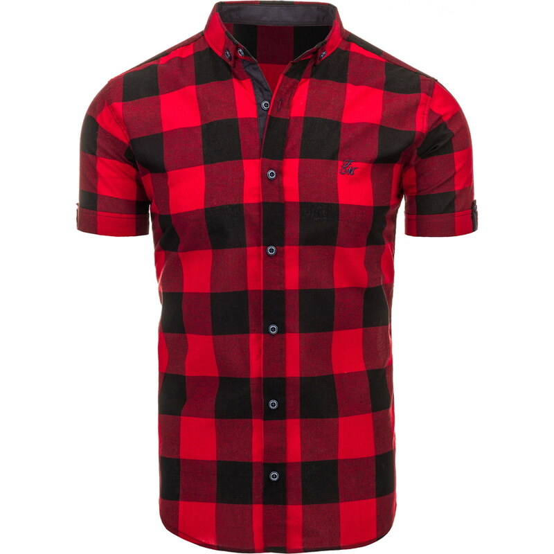 Pánská kostkovaná košile - červená Velikost: XL