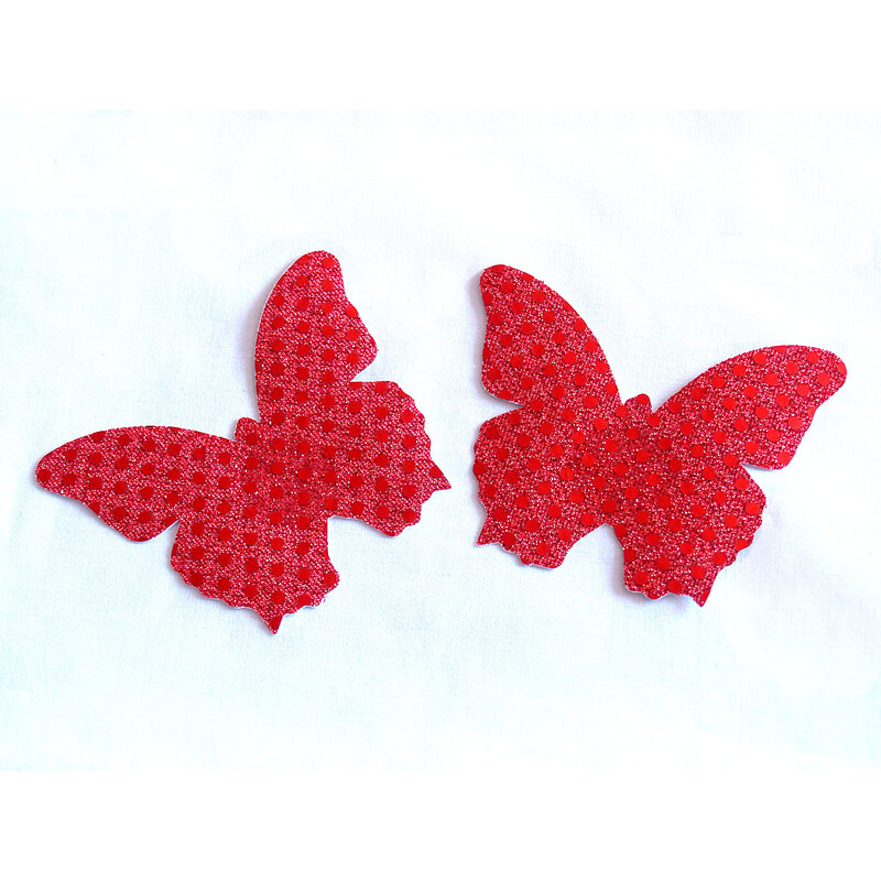 Cstring Červená lepítka na bradavky ve tvaru motýlka NC020