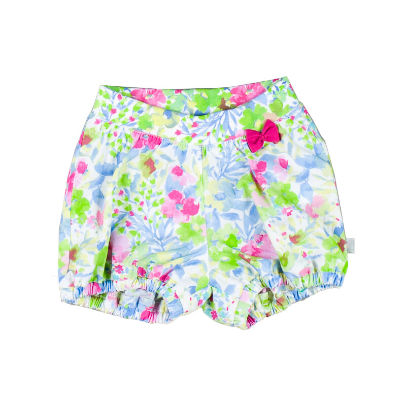 MMDadak Dívčí květované šortky s mašličkou Miss Popular - barevné