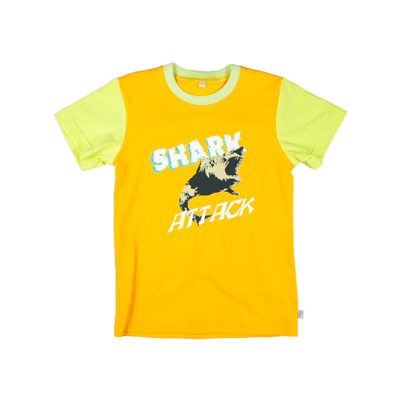 MMDadak Chlapecké tričko s potiskem Shark - žluté