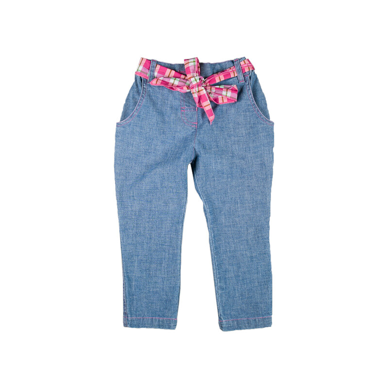 MMDadak Dívčí džínové kalhoty s páskem Secret Garden - modré
