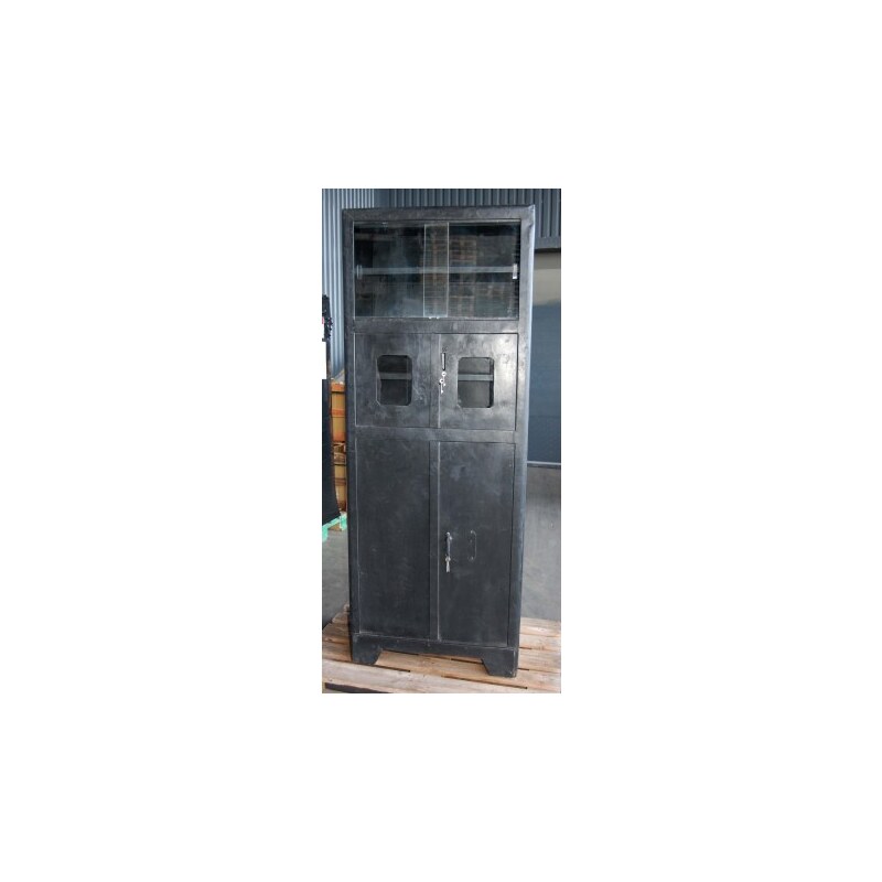 Industrial style, Černá železná skříň 197x76x52cm (1134)