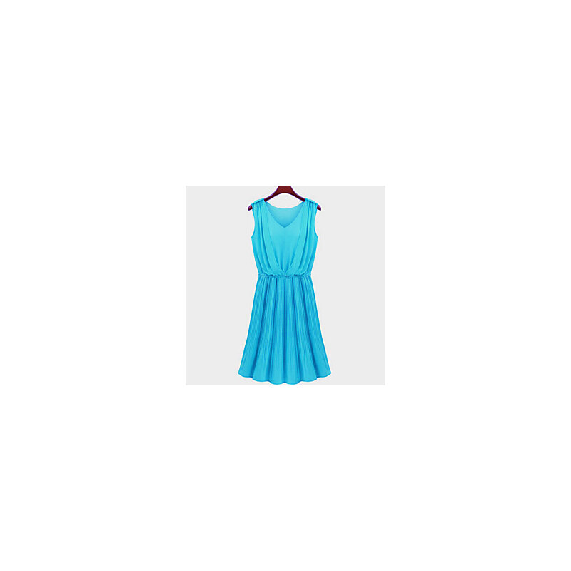 LightInTheBox MFL V Neck Chiffon Blue Dress