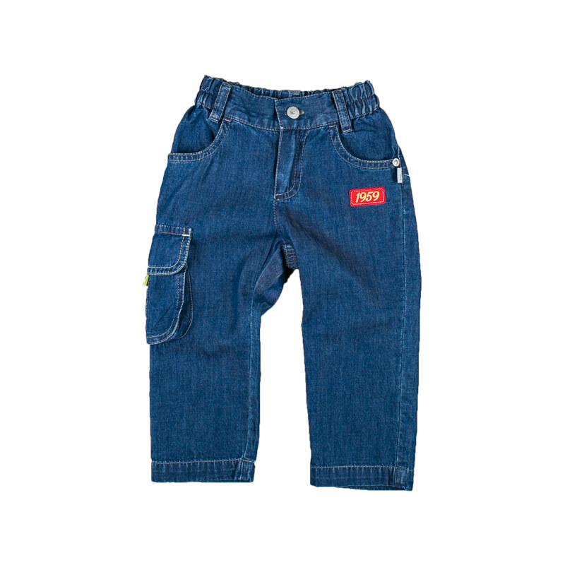 MMDadak Chlapecké džínové kalhoty s nášivkou - modré