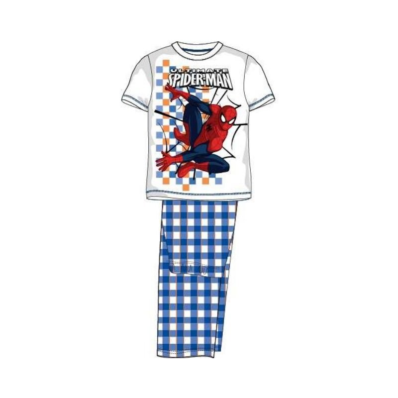 E plus M Chlapecké pyžamo Spiderman - modrobílé