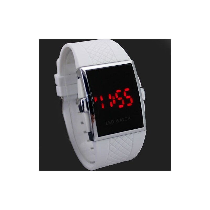 Silikonové LED hodinky digitální - bílé