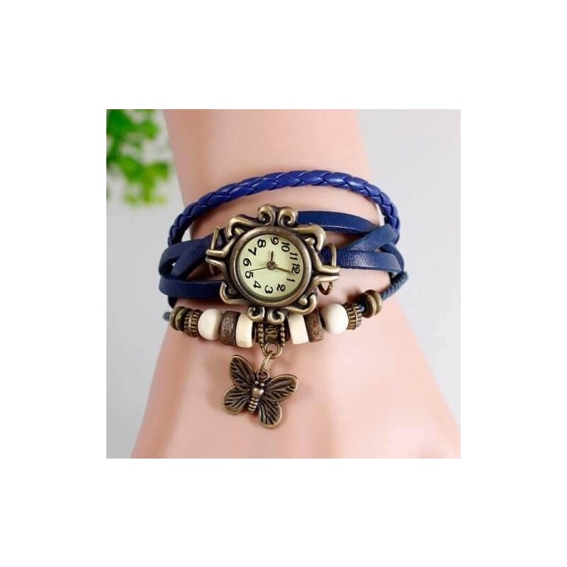 Dámské Vintage hodinky s motýlkem model 10 - modré