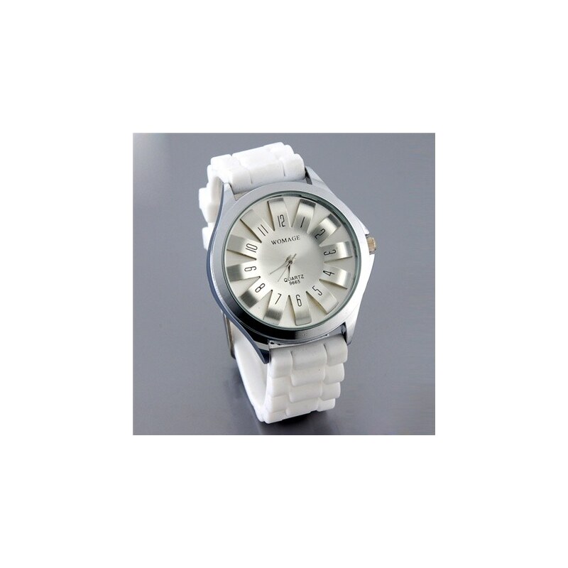 Silikonové hodinky Womage model 12 - bílé